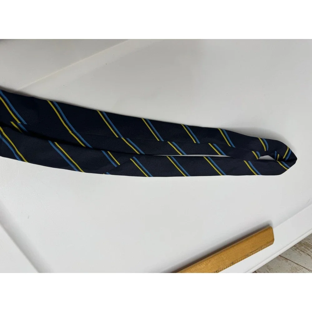 Vintage Zippo Navy Blue‎ Striped Silk Neck Tie Mens Made in Italy
